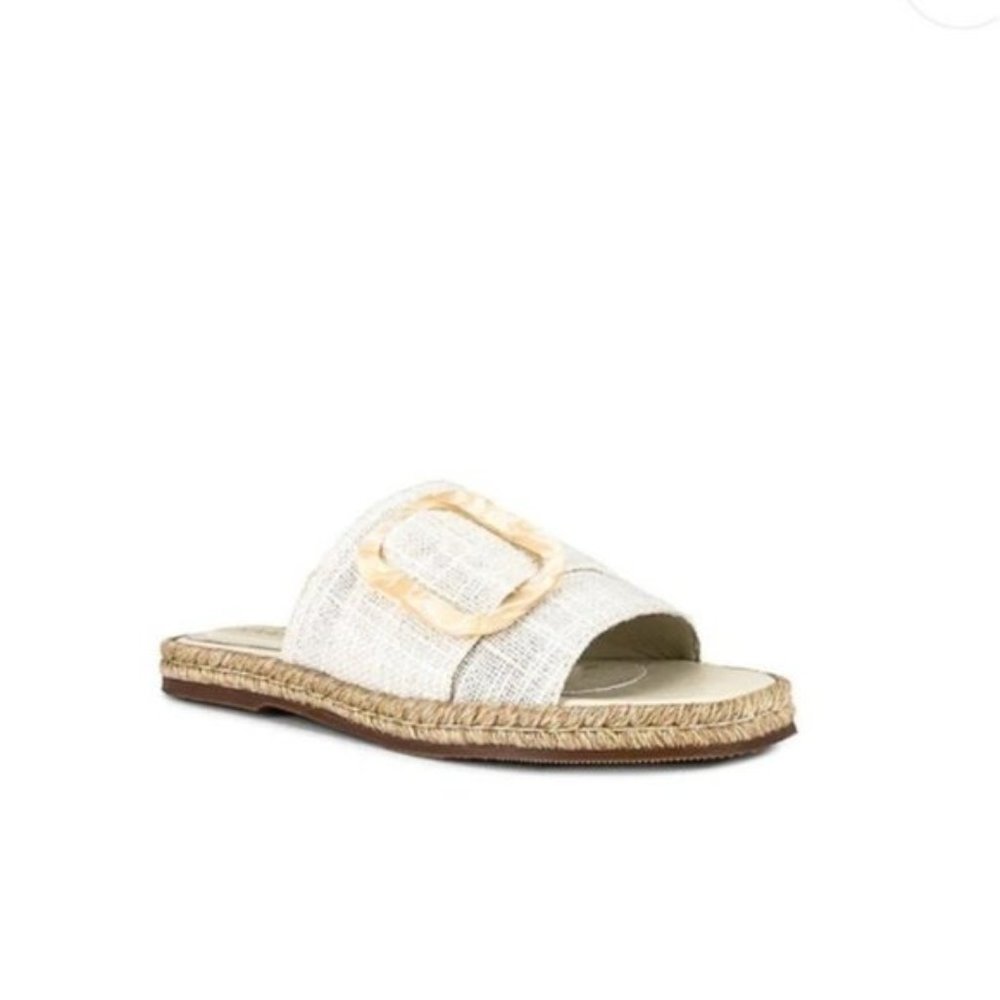 Kaanas Medan Buckled Cotton Espadrille Sandal in Ivory